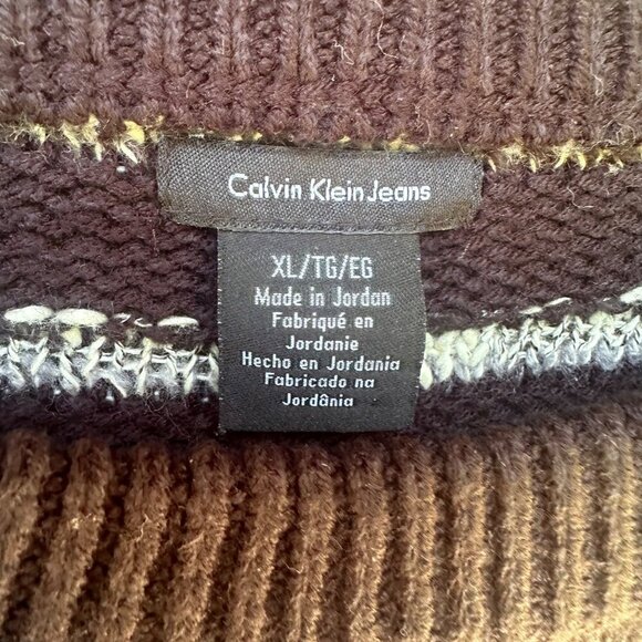 Calvin Klein Jeans Black Striped Knit Pullover Sweater Size XL - Picture 2 of 9